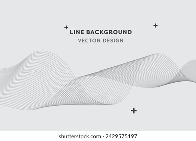 Gray lines abstract wave background. Slanted curved Vector Illustration