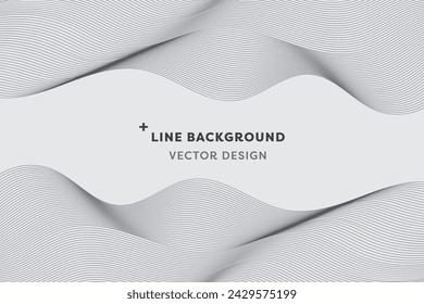 Gray lines abstract wave background. Slanted curved Vector Illustration
