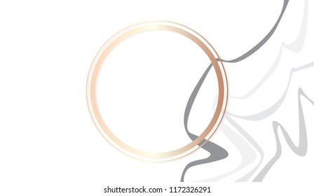 Gray lines with gold round frame. Vector illustration