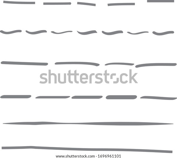 Gray lines\
hand drawn vector set isolated on white background. Collection of\
doodle lines, hand drawn template. Gray marker and grunge brush\
stroke lines, vector\
illustration