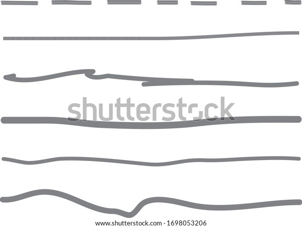 Gray lines\
hand drawn vector set isolated on white background. Collection of\
doodle lines, hand drawn template. Gray marker and grunge brush\
stroke lines, vector\
illustration