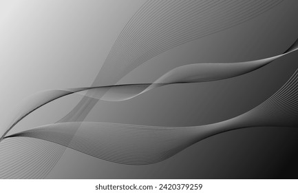 gray lines wave curves with smooth gradient abstract background