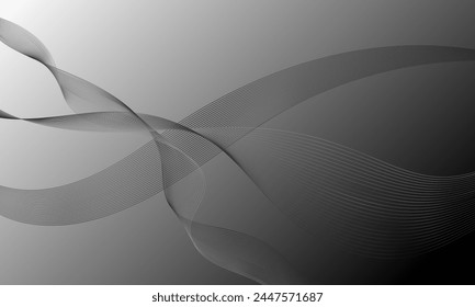 Graue Linien Wellenkurven mit glattem Gradienten Abstrakter Hintergrund