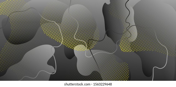 Gray Liquid Poster. Fashion Geometric Illustration. Abstract Vector Booklet. Gradient Flow Cover. Hipster Liquid Design. Dark Digital Decoration. Creative Wave Cover. Black Liquid Motion.