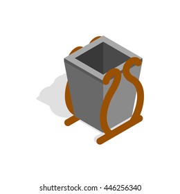 Gray litter bin icon in isometric 3d style on a white background
