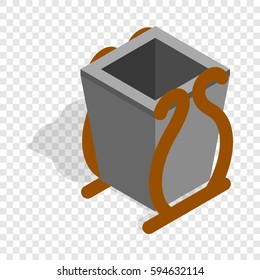Gray litter bin isometric icon 3d on a transparent background vector illustration