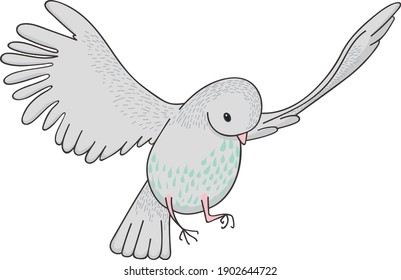 A gray little bird, spread its wings. Vector illustration