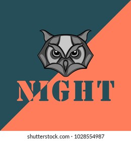 Gray logo owl mask on a contrasting background