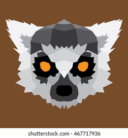 Gray low poly lemur. Geometric nice art