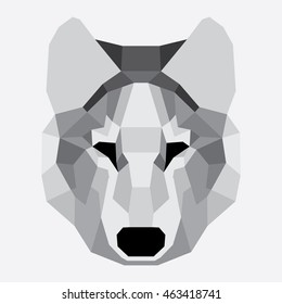 Gray low poly wolf