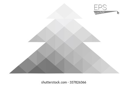 gray low polygon style christmas tree vector illustration consisting of triangles . Abstract triangular polygonal origami or crystal design of New Years celebration. Isolated on white background.