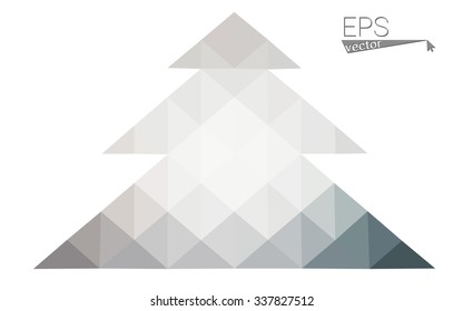 gray low polygon style christmas tree vector illustration consisting of triangles . Abstract triangular polygonal origami or crystal design of New Years celebration. Isolated on white background.
