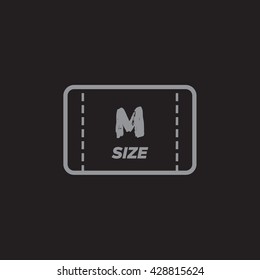 Gray M t shirt size tag vector icon on black background