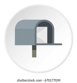 Gray mailbox icon in flat circle isolated vector illustration for web