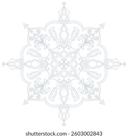 Gray Mandala Flower Pattern for Card Decoration, Element, Vintage