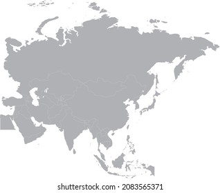 Gray Map of all countries of Asia