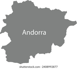 Gray map of Andorra with the inscription of the name of the country inside map