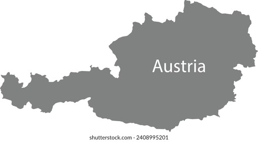 Gray map of Austria with the inscription of the name of the country inside map