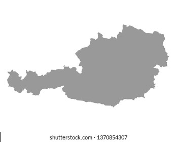 Gray Map of Austria on White Background