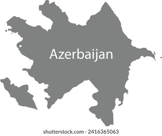 Gray map of Azerbaijan with the inscription of the name of the country inside map