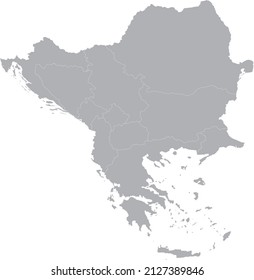 Gray Map of Balkan peninsula countries