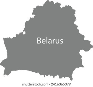 Mapa gris de Bielorrusia con la inscripción del nombre del país dentro del mapa