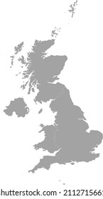 Gray map of the countries of the United Kingdom