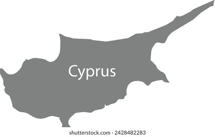Gray map of Cyprus with the inscription of the name of the country inside map