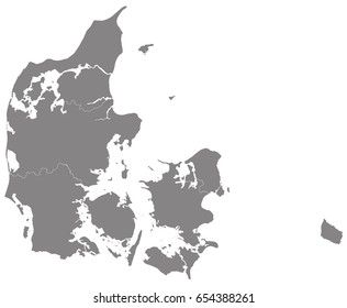 Gray map of Denmark
