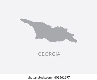 Gray map of Georgia country on gray background.