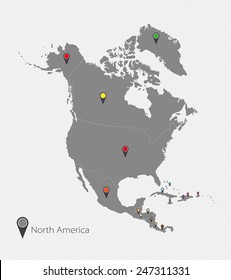 gray map of North America