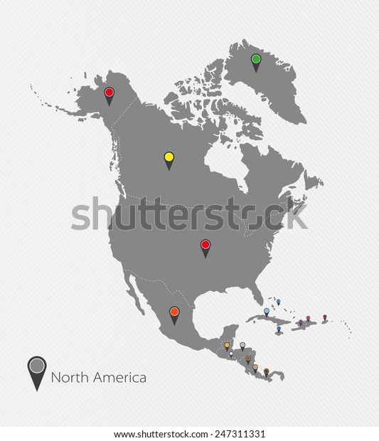 Gray Map North America Stock Vector (Royalty Free) 247311331