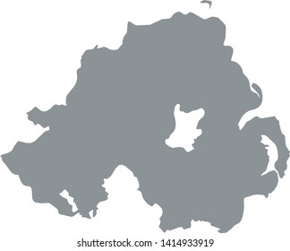 Gray Map of Northern Ireland on White Background