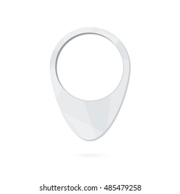 Gray map point symbol, place marker with shadow. Vector Illustration.