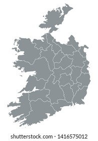 Gray Map of Regions of Ireland