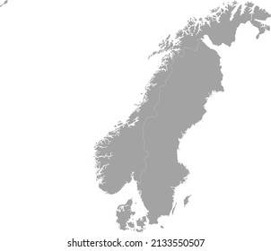 Gray Map of Scandinavian peninsula countries