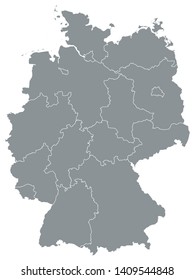 Gray Map of States of Germany