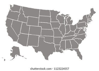 Gray map of United States of America.