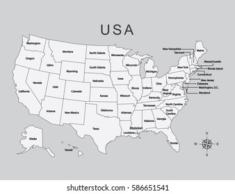 Gray Map United States America On Stock Vector (Royalty Free) 586651541 ...