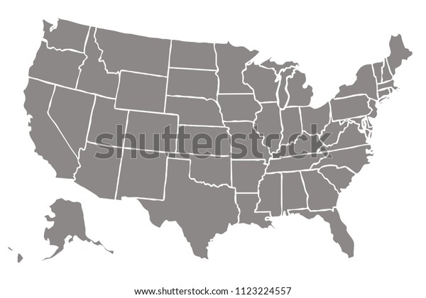 Gray Map United States America Stock Vector Royalty Free 1123224557 Gray Map United States America 600w 1123224557