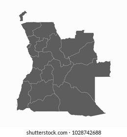 Gray map-Angola map. Each city and border has separately for your infographics and earth template for website. Vector illustration eps 10.