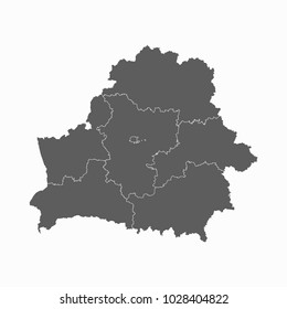 Gray map-Belarus map. Each city and border has separately for your infographics and earth template for website. Vector illustration eps 10.