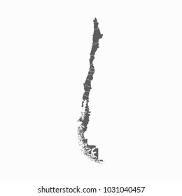 Gray map-Chile map. Each city and border has separately for your infographics and earth template for website. Vector illustration eps 10.