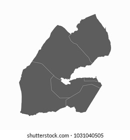 Gray map-Djibouti map. Each city and border has separately for your infographics and earth template for website. Vector illustration eps 10.