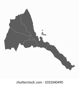 Gray map-Eritrea map. Each city and border has separately for your infographics and earth template for website. Vector illustration eps 10.