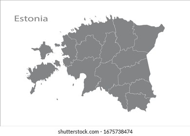 Gray map-estonia map. Each city and border has separately for your infographics and earth template for website. Vector illustration eps 10.