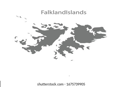 Gray map-falklandIslands map. Each city and border has separately for your infographics and earth template for website. Vector illustration eps 10.