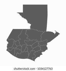 Gray map-Guatemala map. Each city and border has separately for your infographics and earth template for website. Vector illustration eps 10.