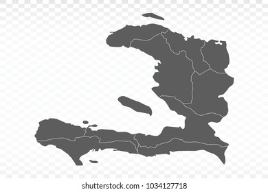 Gray map-Haiti map. Each city and border has separately for your infographics and earth template for website. Vector illustration eps 10.