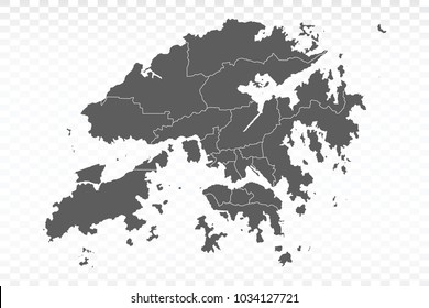 Gray map-Hong Kong map. Each city and border has separately for your infographics and earth template for website. Vector illustration eps 10.